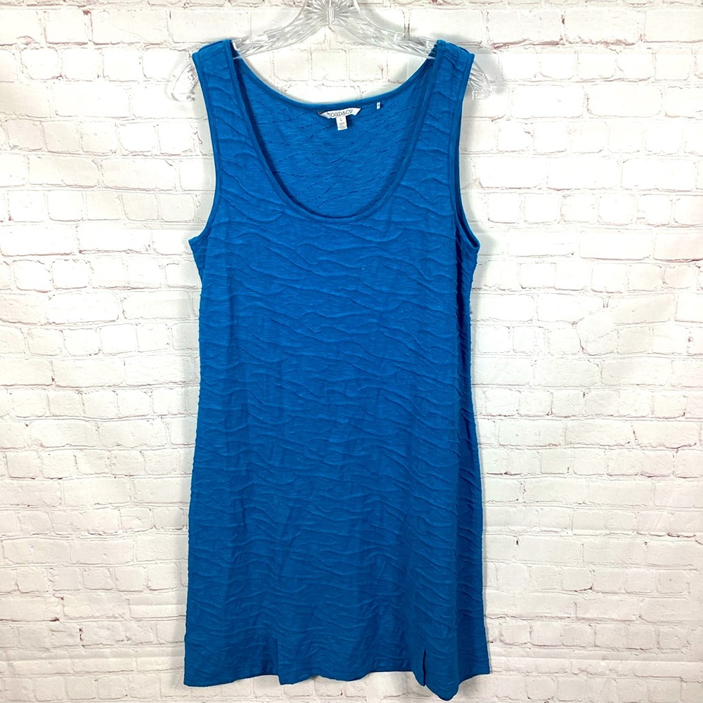 Toad & Co Samba Wave Aqua‎ Blue Tank Dress Women’s Size Large Scoop Neck